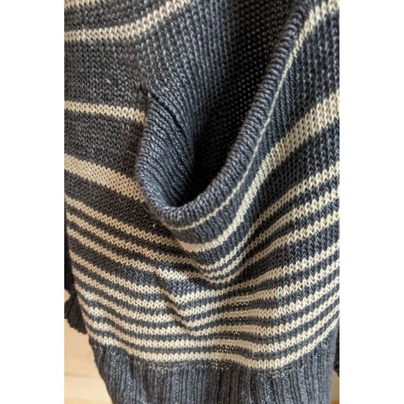 Margaret O'Leary 100% Linen Gray/White Striped Oversized Cardigan Sweater 2/SM - Picture 10 of 13